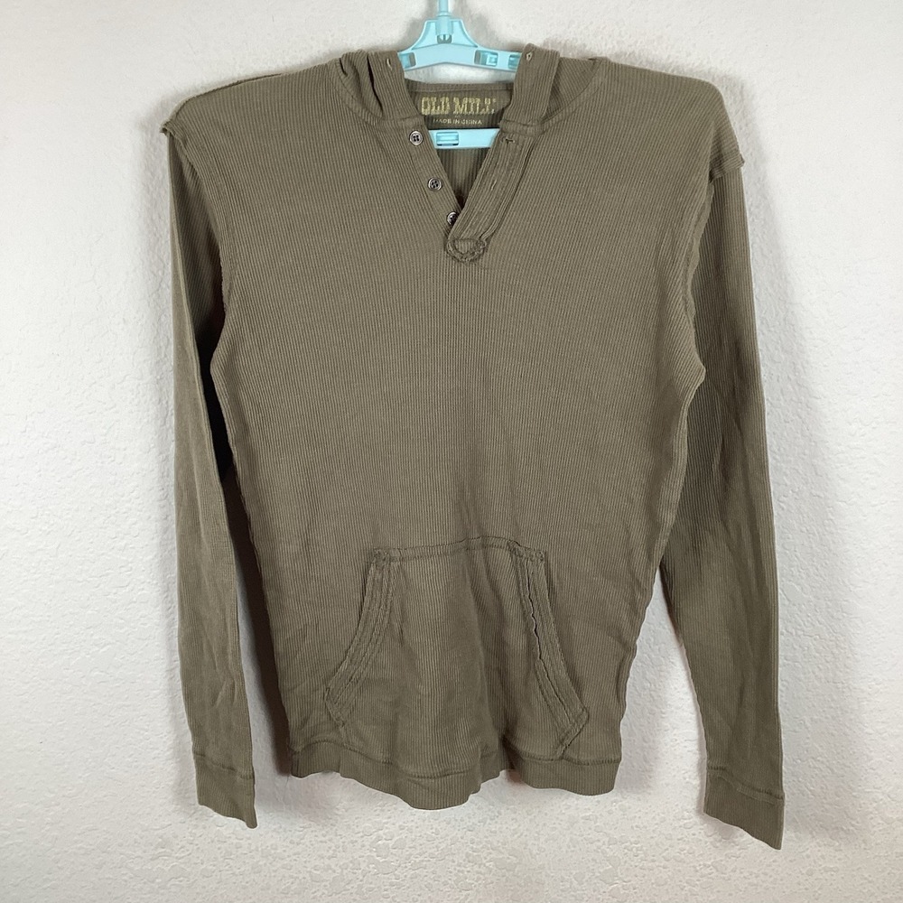 Old Mill Mens Long Sleeve Sweatshirt Size M Hoodie Solid No Drawstring Good